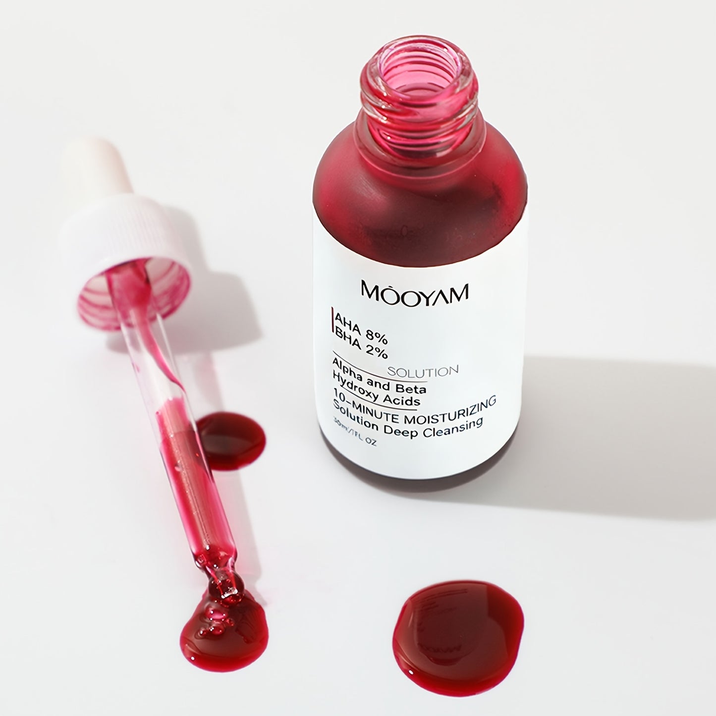MOOYAM AHA 8% BHA 2% Exfoliating Solution Serum, Deep Cleansing, Moisturising, for Rough Skin and Acne-Prone Skin