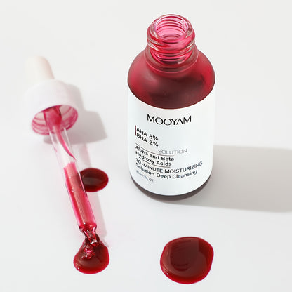 MOOYAM AHA 8% BHA 2% Exfoliating Solution Serum, Deep Cleansing, Moisturising, for Rough Skin and Acne-Prone Skin
