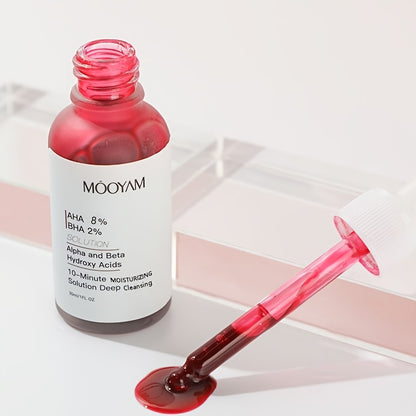 MOOYAM AHA 8% BHA 2% Exfoliating Solution Serum, Deep Cleansing, Moisturising, for Rough Skin and Acne-Prone Skin